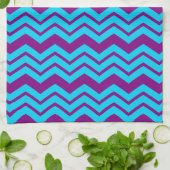 Linge De Cuisine Motif Zigzag Chevron Violet Bleu (Plié)