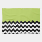 Linge De Cuisine Motif Zigzag noir et blanc, Chevron, Vert (Horizontal)