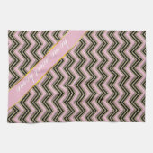 Linge De Cuisine Motif Zigzag noir et rose (Horizontal)