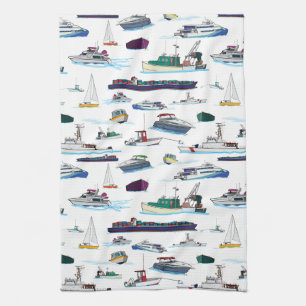 Linge De Cuisine Motifs aléatoires des bateaux et des navires