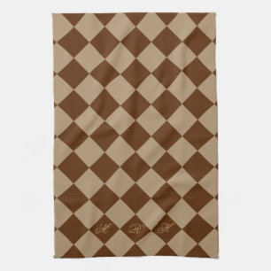 Linge De Cuisine Motifs de diamant Divin_Chocolat Mocha_monogramme