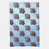 Linge De Cuisine Motifs de têtes et de queues d'hippopotame (Vertical)