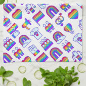 Linge De Cuisine Motifs d'icônes arc-en-ciel colorées (Plié)