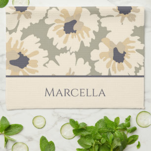 Linge De Cuisine Motifs floraux cosmos neutres Personnalisés