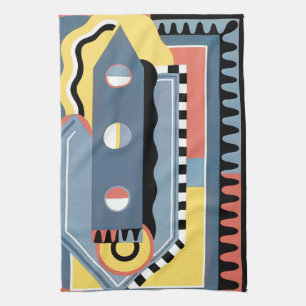 Linge De Cuisine Motifs géométriques Jazz Pochoir Art Déco Vintage