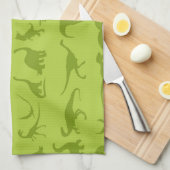 Linge De Cuisine Motifs mignons de dinosaures verts pour des (Quart Plié)