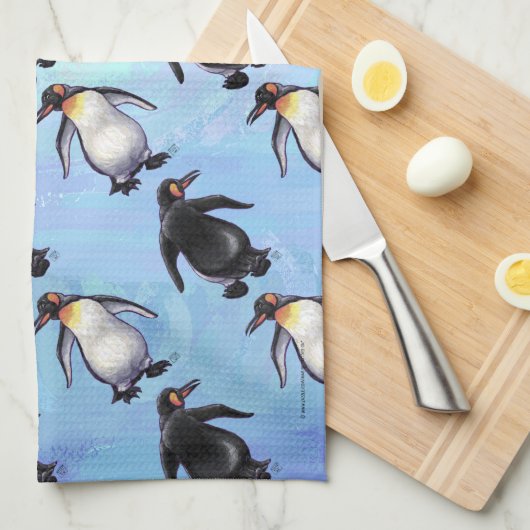 Linge De Cuisine Motifs mignons de têtes et de queues de pingouin (Quart Plié)
