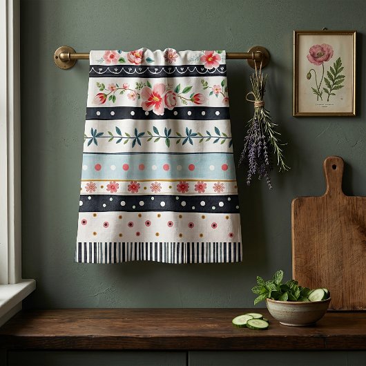 Linge De Cuisine Motifs shabby chic mixtes
