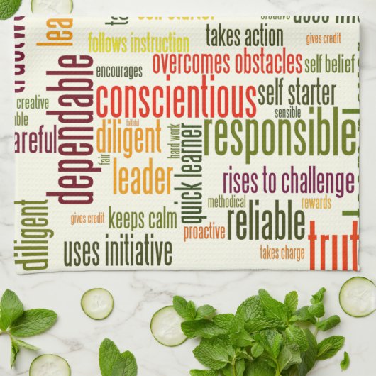 Linge De Cuisine Motivation Mots #4 valeurs positives (Plié)