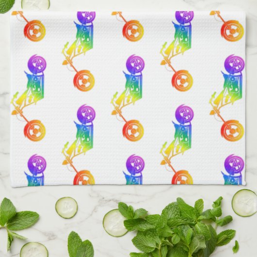 Linge De Cuisine Motorcycle arc-en-ciel (Plié)