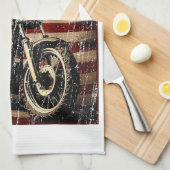 Linge De Cuisine Motorcycle USA Drapeau Retro Biker (Quart Plié)