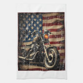 Linge De Cuisine Motorcycle USA Drapeau Retro Biker (Vertical)