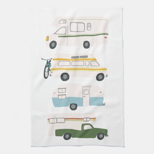 Linge De Cuisine Motorhome Camping Retro RV Vanlife Blanc (Vertical)
