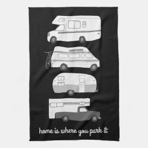 Linge De Cuisine Motorhome RV Vanlife Black White