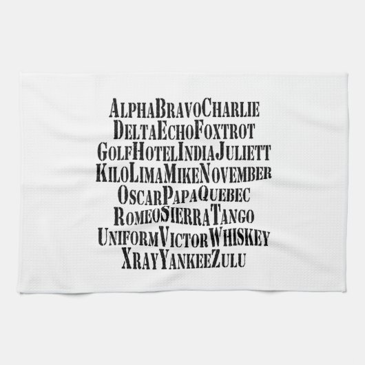 LINGE DE CUISINE MOTS ALPHABET PHONÉTIQUE / CODE (Horizontal)