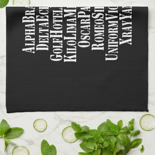 LINGE DE CUISINE MOTS ALPHABET PHONÉTIQUE / CODE (Plié)