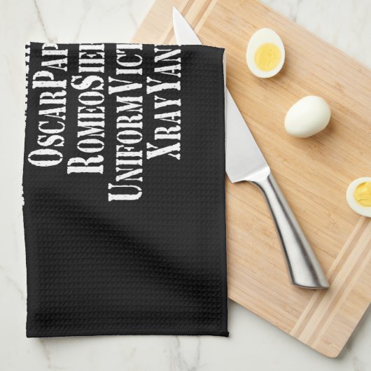 LINGE DE CUISINE MOTS ALPHABET PHONÉTIQUE / CODE (Quart Plié)