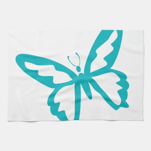 Linge De Cuisine Mouche de papillon de turquoise, chenille, motif, (Horizontal)