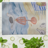 Linge De Cuisine Mouettes sur le Beach Tea Towel (Plié)