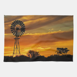Linge De Cuisine Moulin à vent et coucher de soleil, William Creek,