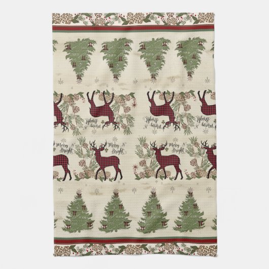 Linge De Cuisine Mountain Lodge Christmas Tree Joyer n Bright Deer (Vertical)