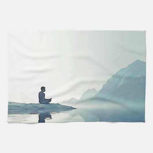 Linge De Cuisine Mountain Zen Conception pacifique de méditation (Horizontal)