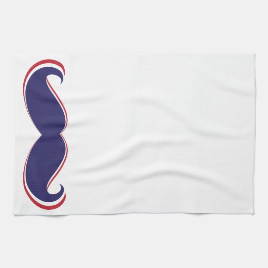 Linge De Cuisine Moustache - rouge, blanc et bleu (Horizontal)