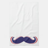 Linge De Cuisine Moustache - rouge, blanc et bleu (Vertical)
