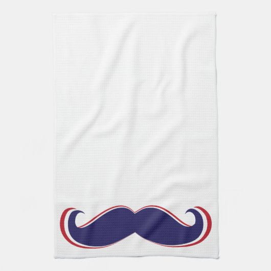Linge De Cuisine Moustache - rouge, blanc et bleu (Vertical)