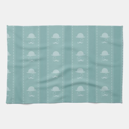 Linge De Cuisine Moustaches bleues et Casquettes (Horizontal)