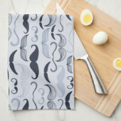 Linge De Cuisine Moustaches de Hipster bleu (Quart Plié)