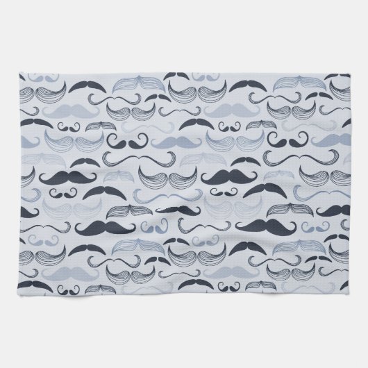 Linge De Cuisine Moustaches de Hipster bleu (Horizontal)