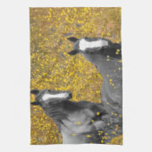 Linge De Cuisine Moutarde et chevaux (Vertical)