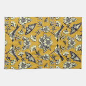 Linge De Cuisine Moutarde Jaune et Oiseaux de la Marine, Papillons  (Horizontal)