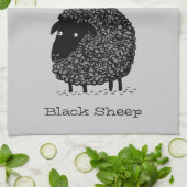 Linge De Cuisine Mouton Noir avec Texte Personnalisé (Plié)