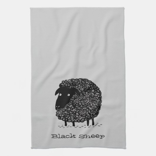 Linge De Cuisine Mouton Noir avec Texte Personnalisé (Vertical)