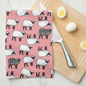 Linge De Cuisine Mouton noir de Damas (Quart Plié)