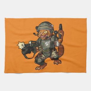 Linge De Cuisine Moyenne Sci-fi Marine Ginger Chat Tir Gun Dessin