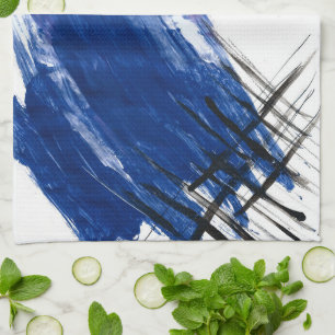 Linge De Cuisine Moyens mixtes aquarelle bleu abstrait artistique