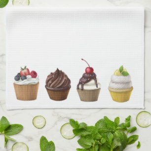 Linge De Cuisine Muffins Savoureux Avec Crème Et Baies