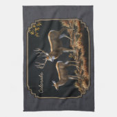 Linge De Cuisine Mule Deer Buck et Doe Grey Custom (Vertical)