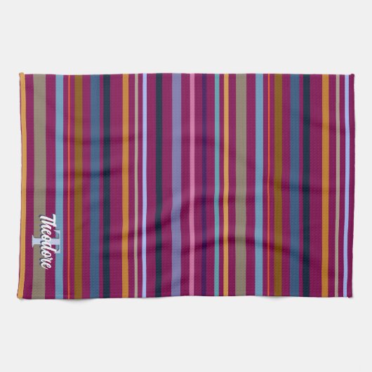 Linge De Cuisine Multicolor Hippie Boho Monogramme (Horizontal)