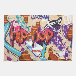 Linge De Cuisine Mur de graffiti de hip-hop urbain.