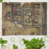 Linge De Cuisine Mur de maison sur la rivière par Egon Schiele (Plié)