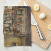 Linge De Cuisine Mur de maison sur la rivière par Egon Schiele (Quart Plié)