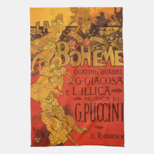 Linge De Cuisine Musique Art Nouveau vintage, Opéra de La Bohême, 1