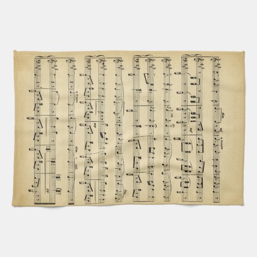 Linge De Cuisine Musique de feuille antique (Horizontal)