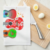 Linge De Cuisine Musique du Tropical Island Ukulele Player (Quart Plié)