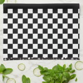 Linge De Cuisine Musique et damier noir et blanc (Plié)