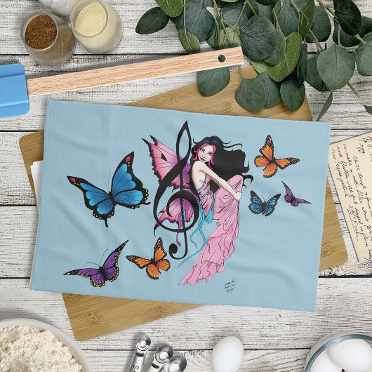 Linge De Cuisine Musique Note Papillons Fairy